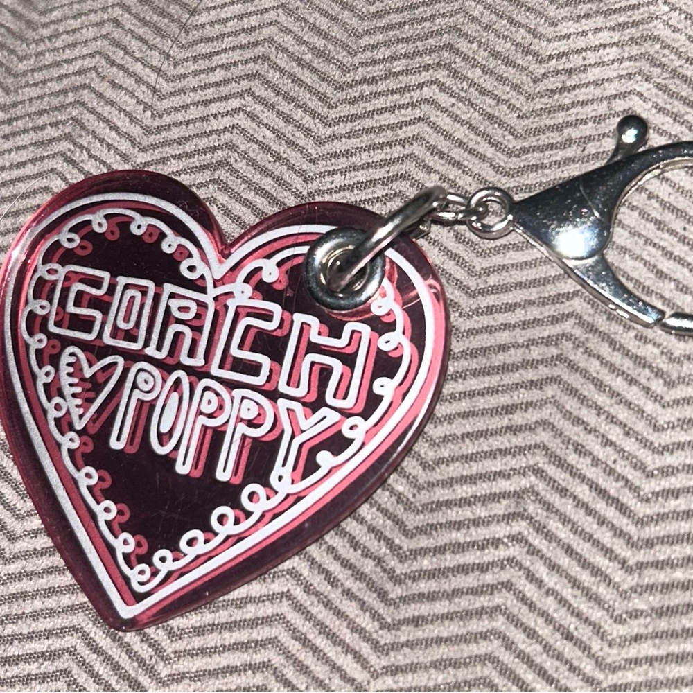 Coach Poppy Pink Heart/Mirror Keychain
